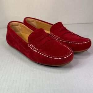 Samuel Hunter Free Spirit Suede Red Loafers Driving Moccasin Womens sz 9.5